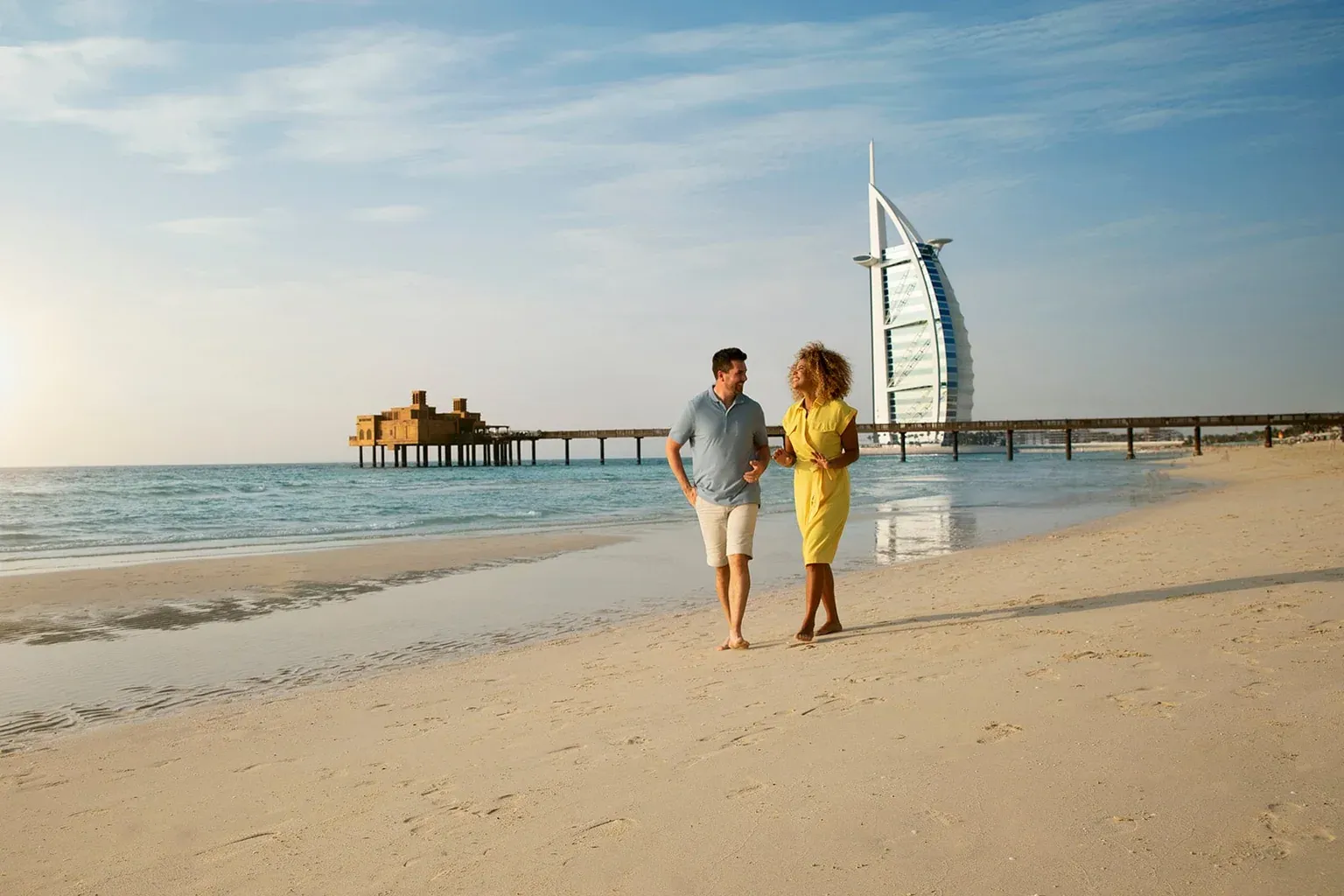 Al Sufouh Beach with the Arabian Gulf and Burj Al Arab in the distance