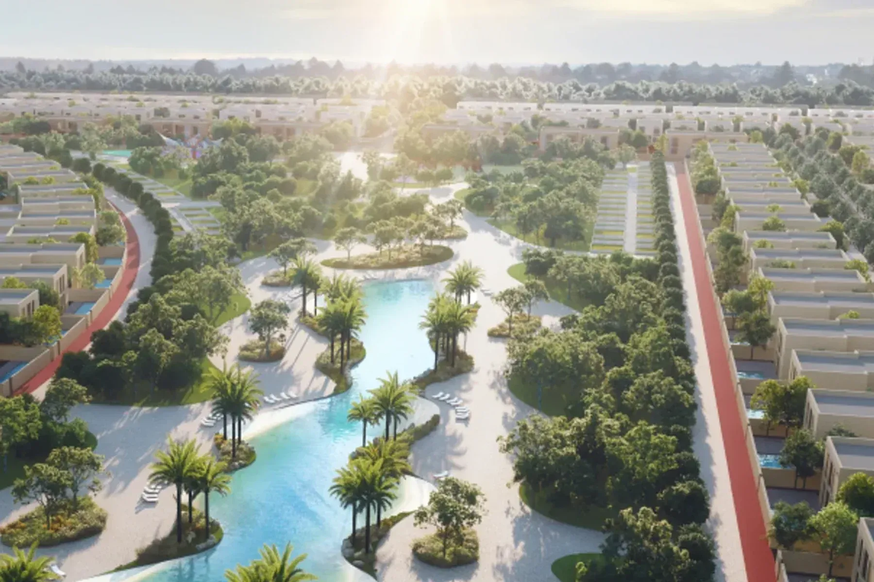 Alef Group landscaped residential community with lagoon and villa neighbourhoods in Sharjah