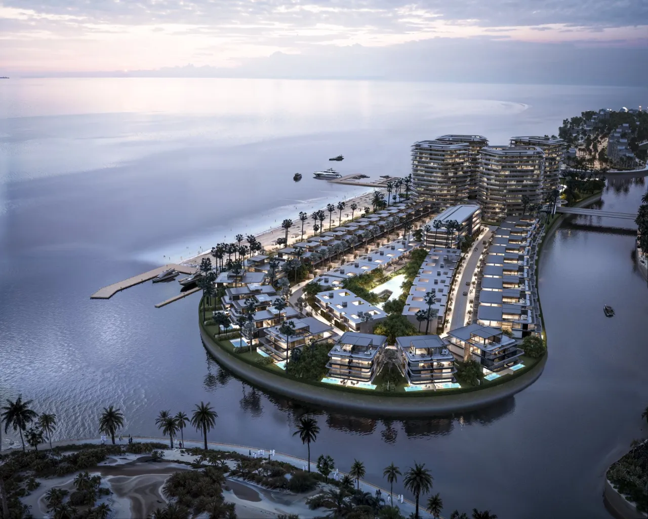 Aerial view of BRABUS Island by Cosmo Developments in Abu Dhabi