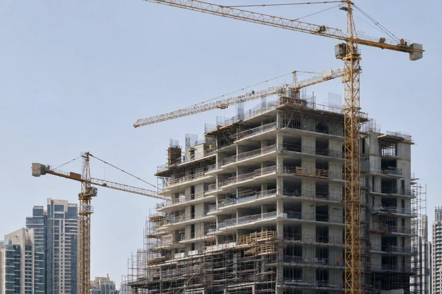 A residential development under construction in Dubai, the off-plan stage when buyer checks matter most