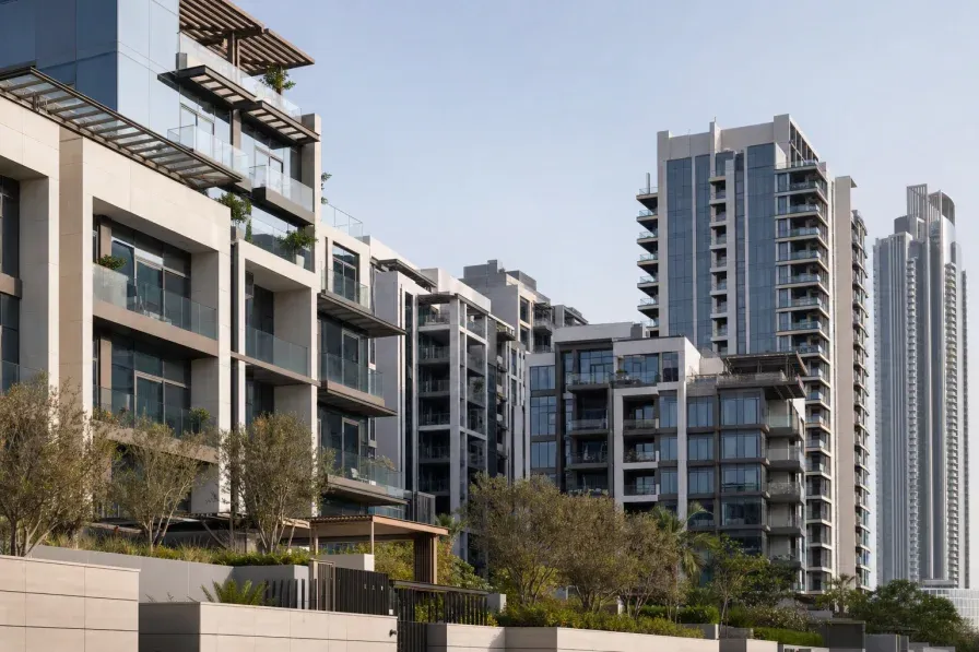 Modern off-plan apartment towers in Dubai, the kind of property a DLD fee waiver applies to