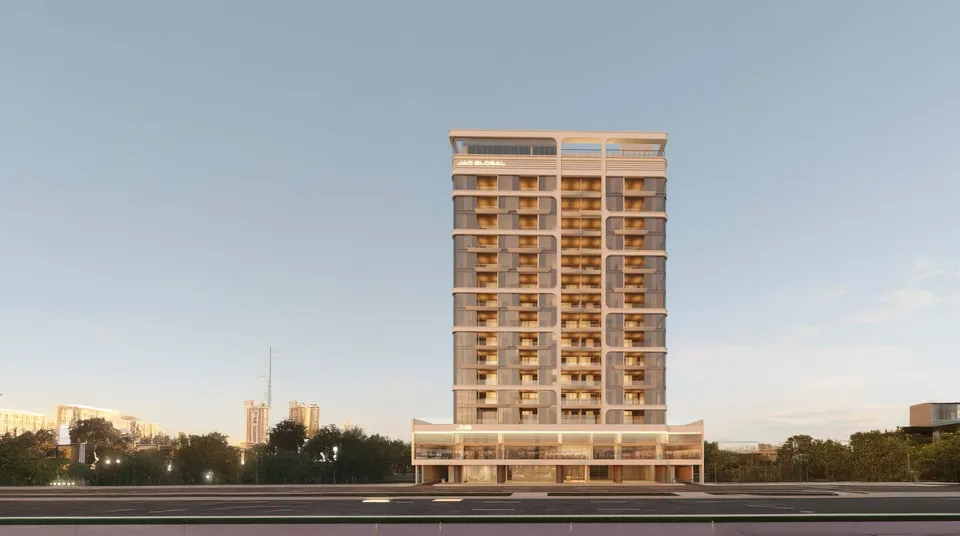 J188 by JAD Global tower exterior and podium viewed from the street
