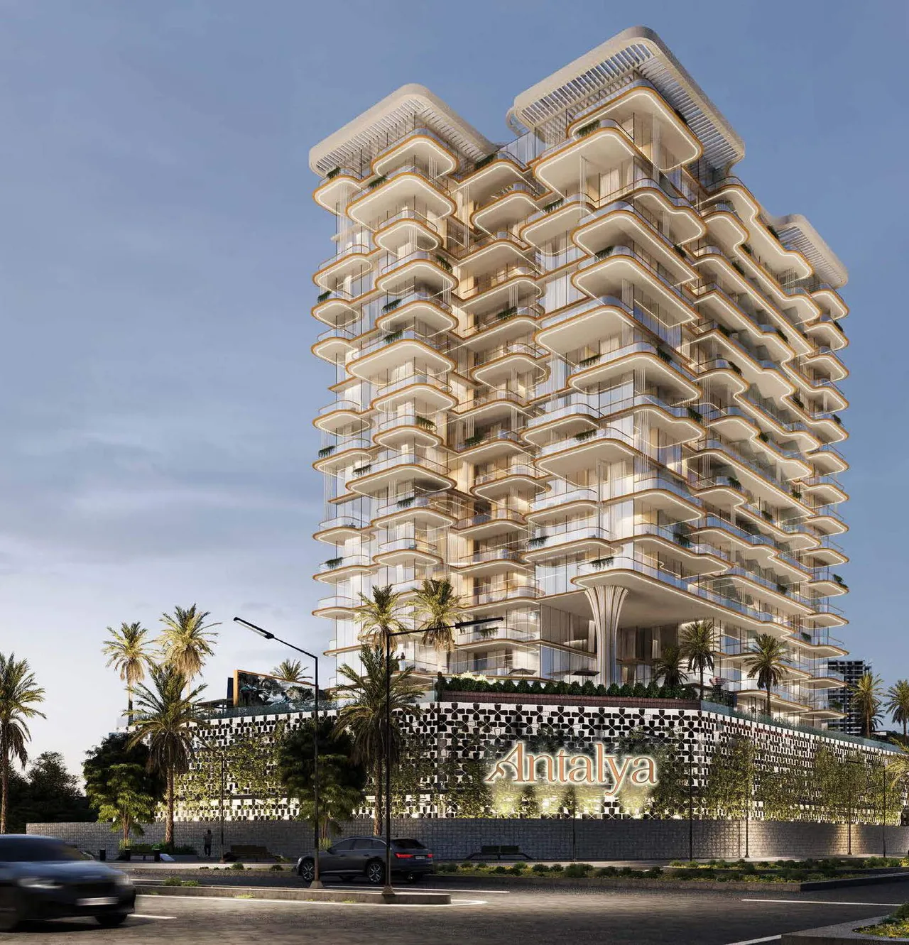 Antalya Residences residential tower with curved balconies by Karma Developers