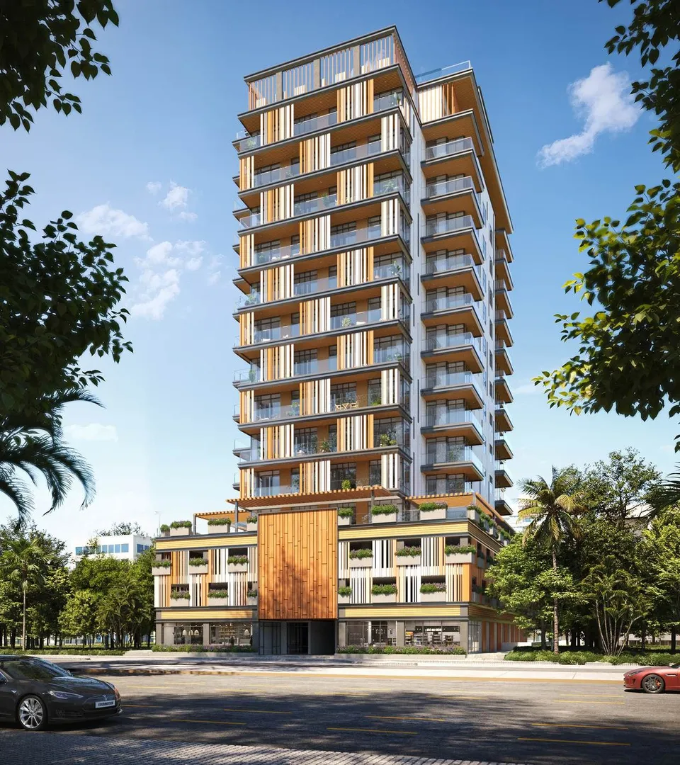 Front exterior of the Manam Pearl residential tower by Manam Development