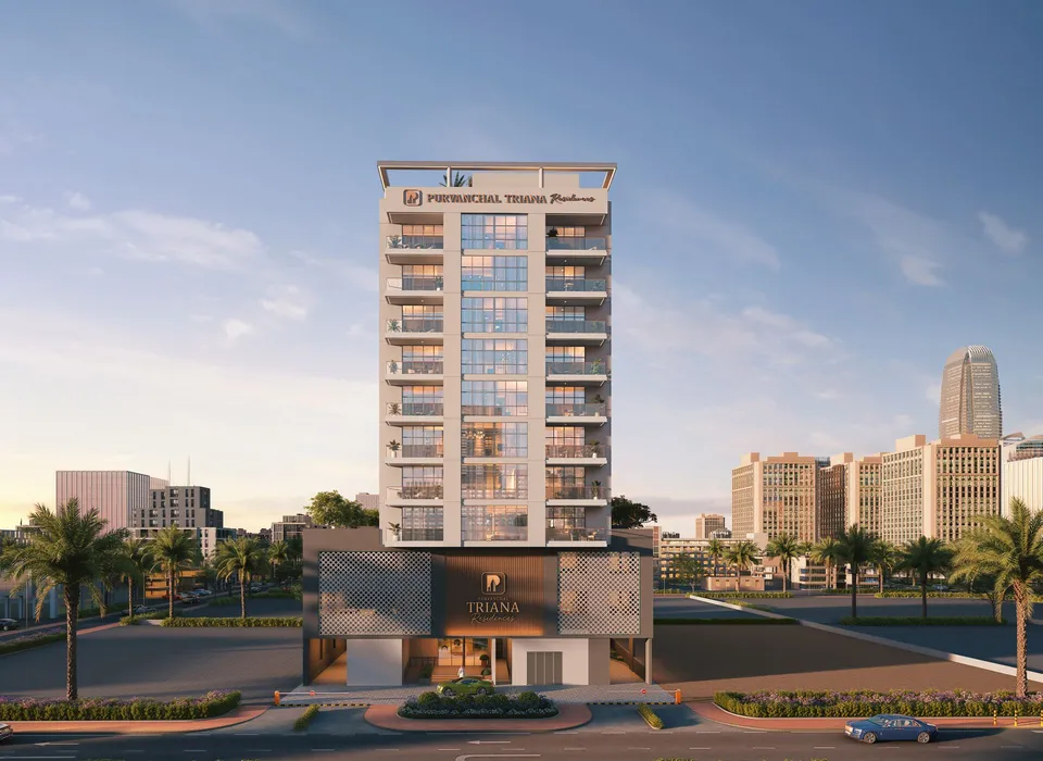 Front elevation of Purvanchal Triana Residences in Dubai by Purvanchal Developers