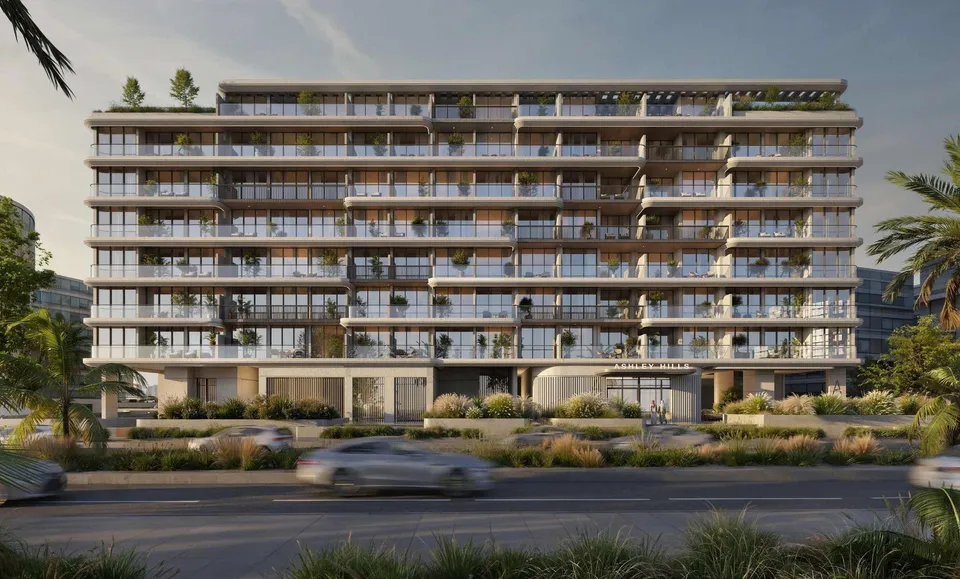 Street-facing exterior of Ashley Hills with landscaped frontage and private balconies by TownX