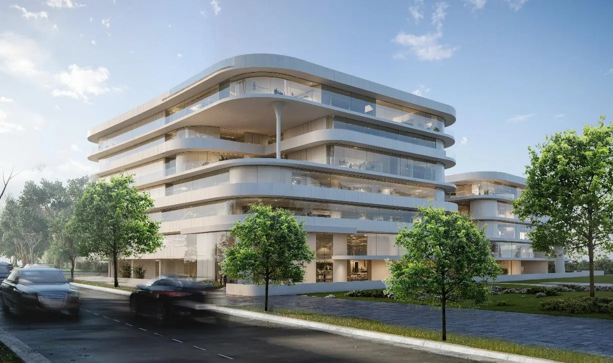 Curved low-rise exterior of Zenith D1 in Dubai South